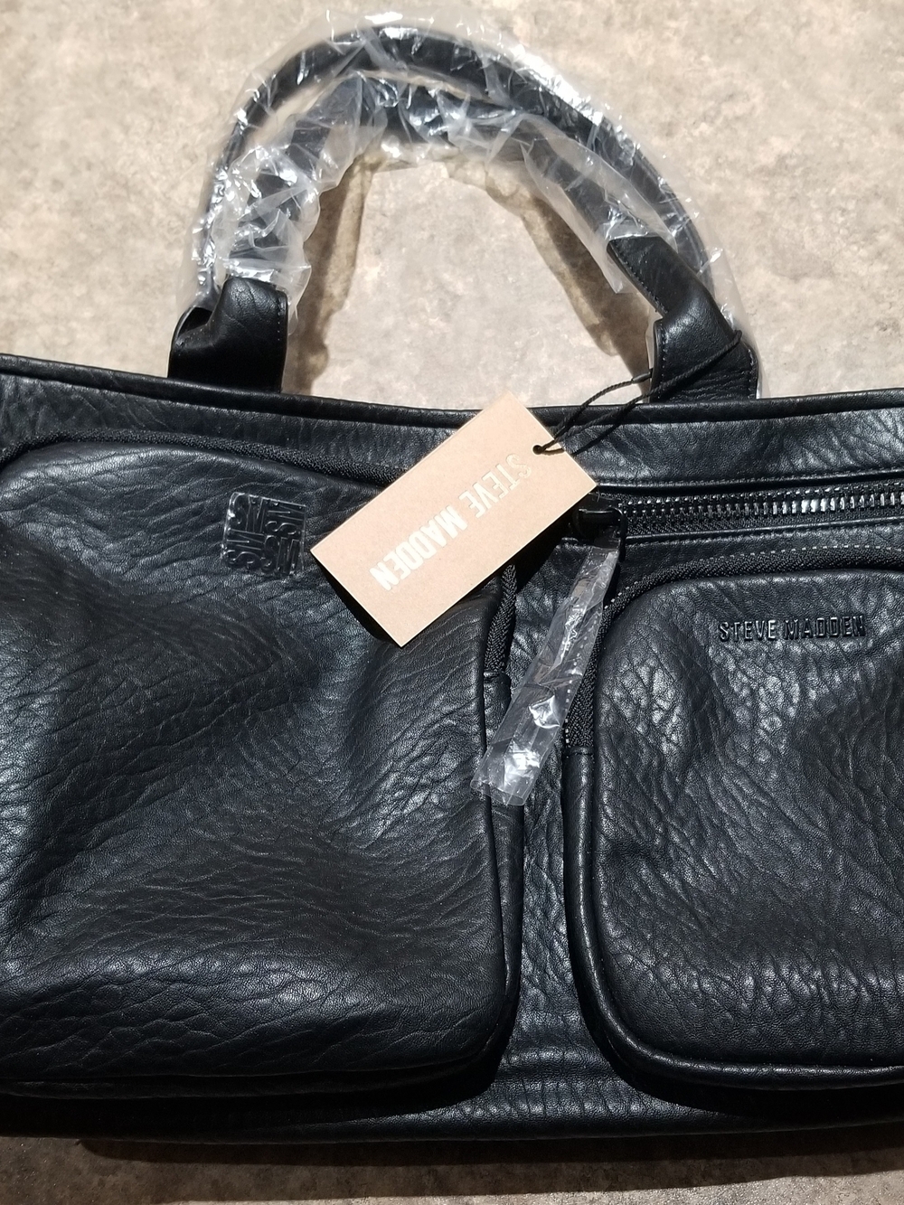 Steve Madden Ladies Black Pebbled Tote
